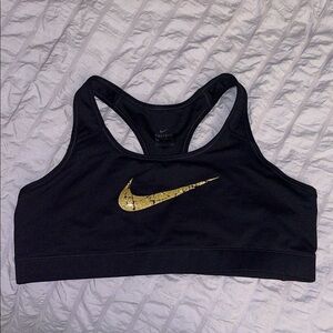 Nike Black Sports Bra with Gold Swoosh